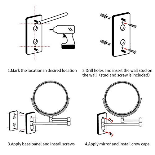 8 Inches 10X Magnifying Bathroom Makeup Mirror, Wall Mounted Swivel Shaving Cosmetic Mirror Round Vanity Mirror