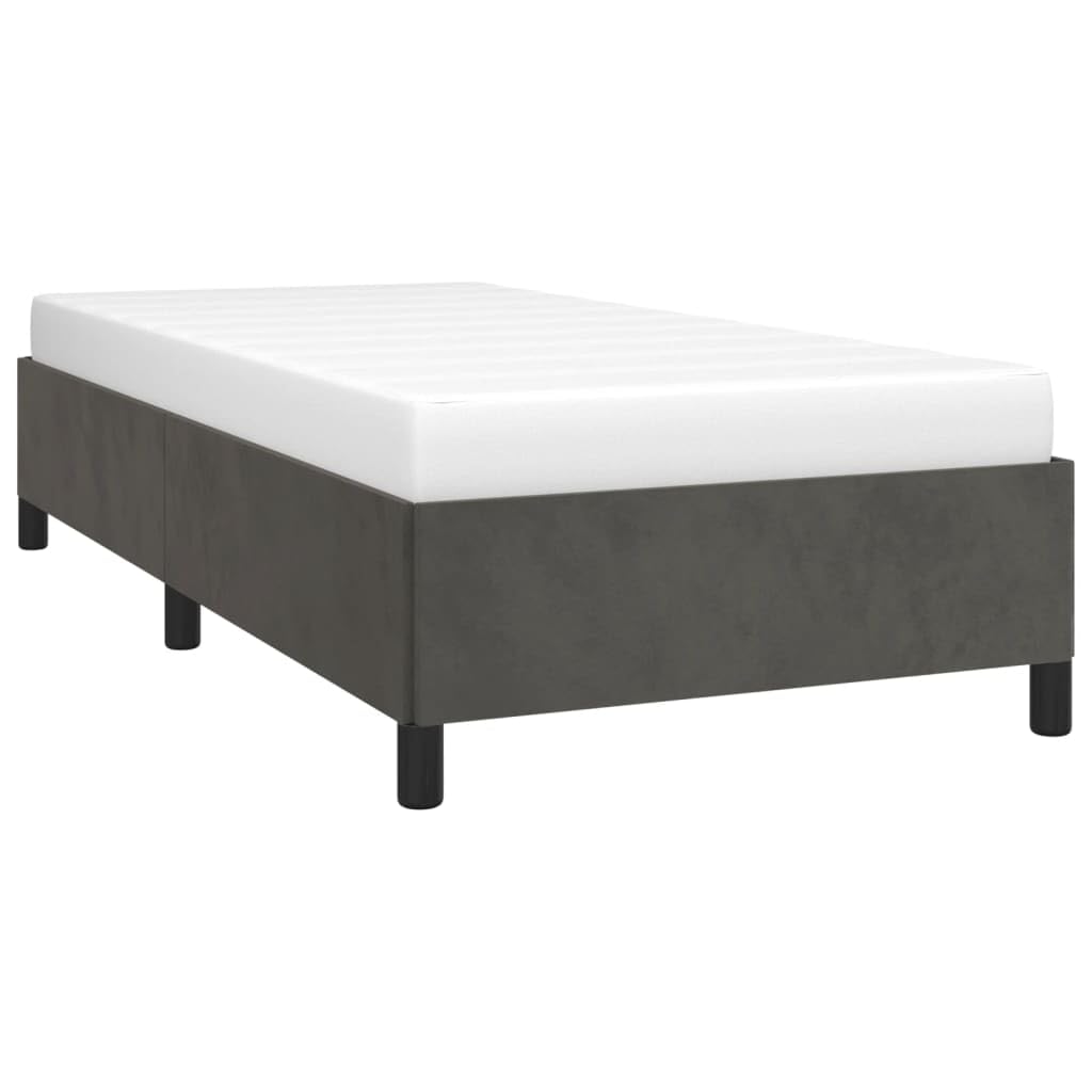 vidaXL Estructura de Cama Individual Somier Tapizado Dormitorio Habitación Muebles Mobiliario Cuarto Descanso de Terciopelo Gris Oscuro 90x200 cm