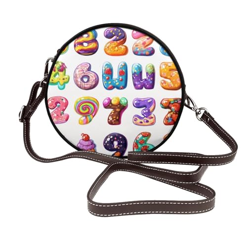 Sac à bandoulière rond femme Candy Number arc-en-ciel cuir végétalien