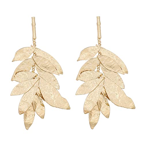 Leaf Cluster Earrings, Gold Leaf Chandelier Dangle Earrings For Women, Bohemian Tree Leaf Earrings, Multi-Layer Leaf Plant Stud Earrings Floral Leaf Boho Jewelry, Golden Leaf Cluster Drop Earrings For Girls, Cute Leaf Flower Statement Earrings Accessories Gift #TOP4