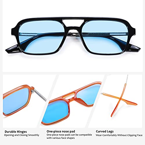 NULOOQ Retro 70s Flat Aviator Sunglasses for Women Men, Vintage Square Small Frame Shades Driving UV400 Protection4