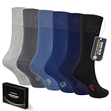 LOFIR Calcetines de Negocios Algodon Hombre: Calcetines de Vestir Transpirables Mujer Ultra Suaves Sin Elásticos sin Costuras para Trabajo Oficina Personas Mayores Multicolor 6 Pares 43-46