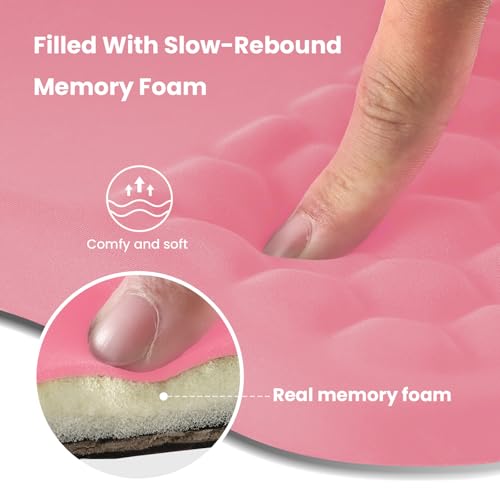 Image of EooCoo Mouse Pad Wrist Support with Massage Design, Ergonomic Mouse Mat,Wrist Rest Pain Relief Mousepad with Memory Foam & Non-Slip Silicone Base (12x8 inch,Pink)