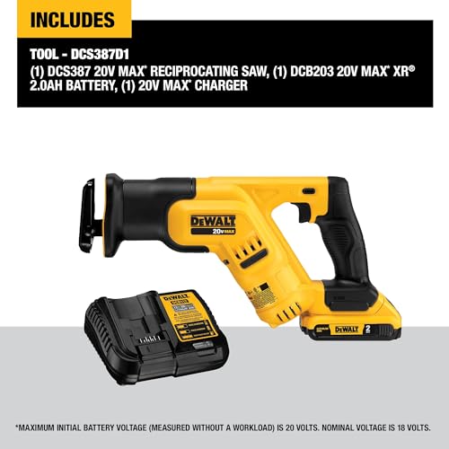 DEWALT 20V MAX* Cordless Reciprocating Saw Kit, Compact, 2-Amp Hour (DCS387D1)