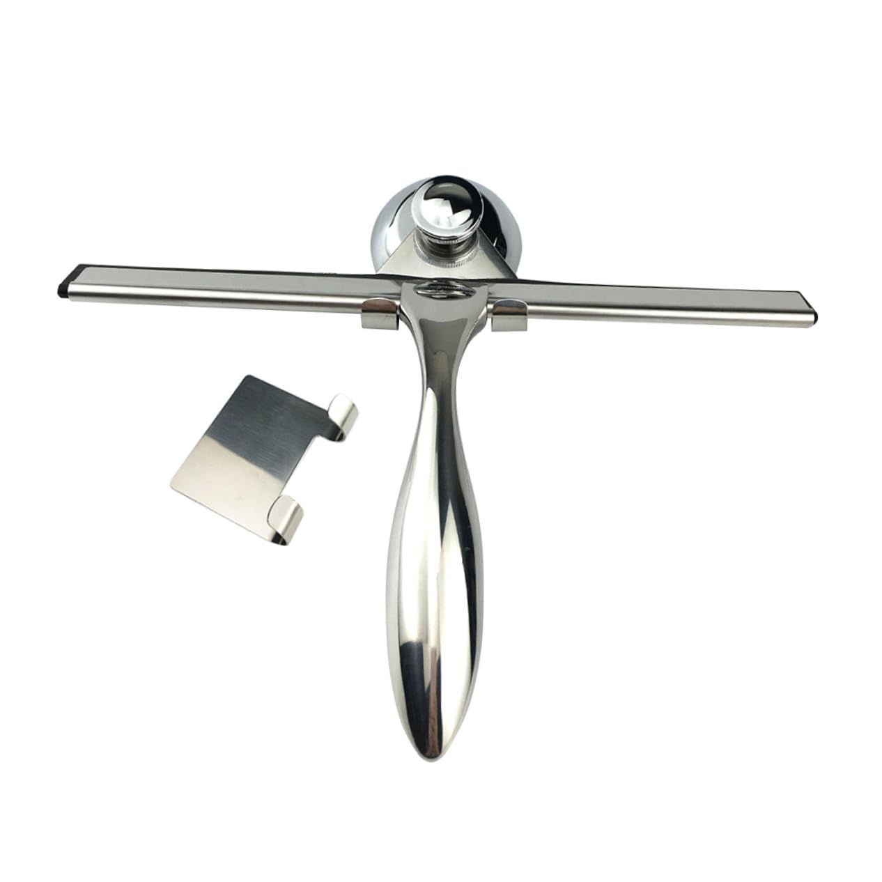 3 Piezas Limpiacristales de Acero Inoxidable para Ducha con Ventosa y Ganchos Raspador Resistente para Mamparas y Azulejos Herramienta de Limpieza para Baño Mango Equilibrado