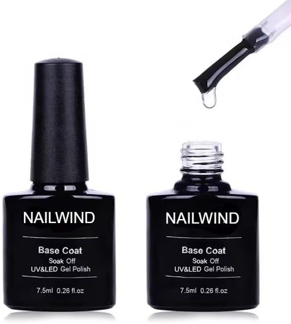 NAILWIND Gel Base Coat 7.5ml for Gel Nail Polish Soak Off Upgraded Formula Long-Lasting DIY Home and Nail Salon Quick Drying, Long Lasting,