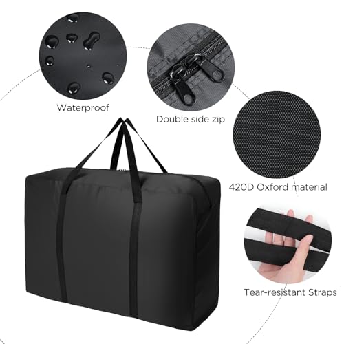 AiQInu Aufbewahrungstasche Groß, 87L Faltbare Unterbett Aufbewahrungsbox mit Handgriff, Wasserdicht Langlebige Umzugstaschen für Bettzeug Matratzenauflagen Decken Bettdecken and Kissen, 420D Oxford