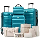 Merax Luggage Set 13 Piece, Hardshell ABS Suitcases with 8 Silent Spinner Wheels, Durable and Lightweight Travel Luggage for Family Trips, Blue