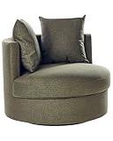Beliani Sessel Stoff grün rund mit Drehfuntion 2 Kissen Metallgestell modern Dalby