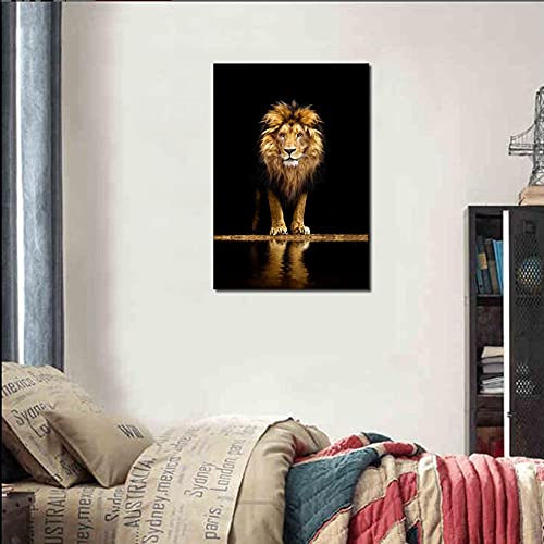 UIGJIOG Quadro su Tela Nero Leone Africana, Stampa...