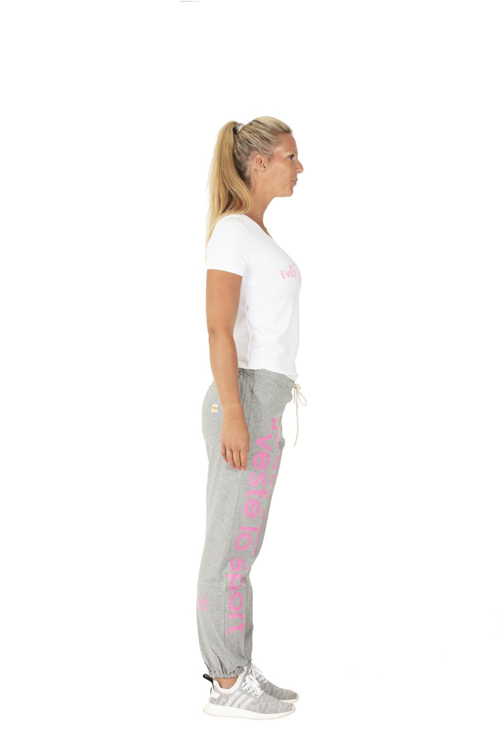 panzeri Pantalon Jogging Uni H - Gris chiné/Rose Fluo
