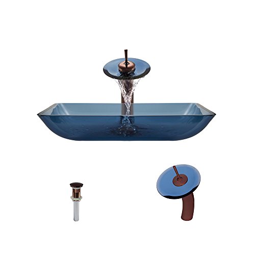 640 Aqua Vessel Sink, Oil Rubbed Bronze, Waterfall Faucet
