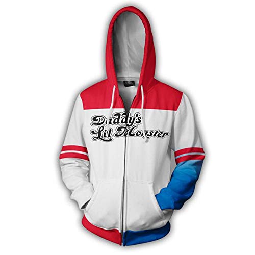 MODRYER Cool Girl Chaqueta Harley Quinn Cos Cremallera Sudadera con Capucha del Animado 3D Impreso...