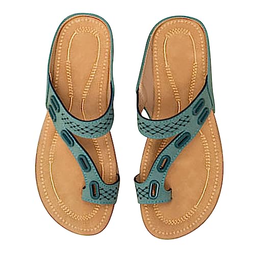 Sandalias de playa para mujer, elegantes, antideslizantes, ligeras, de secado rápido, sandalias de punta abierta, transpirables, planas, ligeras, de goma, verde, 36 EU