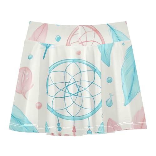 Joisal Pastel Pink Dreamcatchers Feathers Skirts with Shorts Flowy Athletic Shorts for Girls Skorts Pleated 4t2