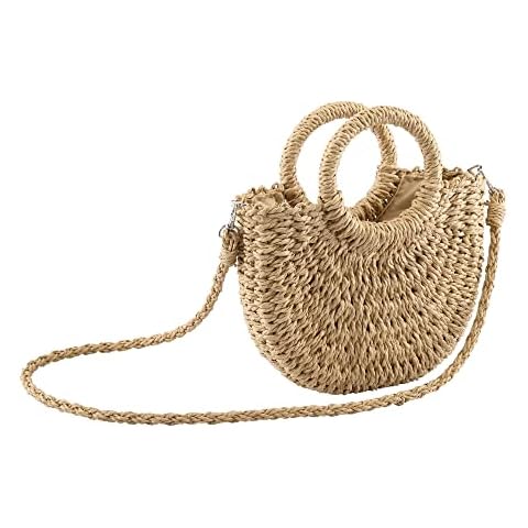 CHIC DIARY Summer Beach Straw Bag for Women Crossbody Top Handle Shoulder Handbag Handwoven Rattan Clutch Purse (Light Brown) Cover