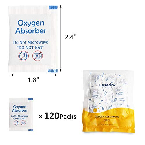 Wisedry 120 Packs 200Cc Food Grade Oxygen Absorbers Packets For Food Storage, Keep Food Fresh O2 Absorbers For Dried Fruit, Vegetables, Rice, Grain, Pasta, Wheat And Oats #TOP1