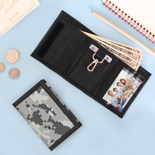 Image of Kids Wallet for Boys Girls Teens Trifold, Canvas Toddler Wallet for Boys, Cute Zipper Wallets Youth with Coin Pocket Card Holders, Novelty Wallets for Childrens Birthday Gifts, Digital green