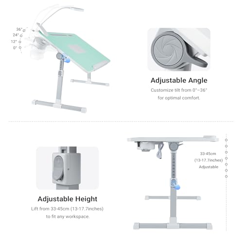 Image of iXTRA Adjustable Laptop Lap Desk with Cooling Fan USB Light for Adults
