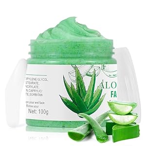 Aloe Vera Facial Scrub & Cleanser – Exfoliating Face Wash for Blackheads & Acne