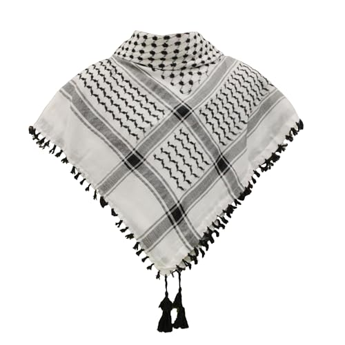 Image of Cotton Shemagh Keffiyeh Scarf - Lightweight Tactical Desert Head Neck Wrap, Sun Protection Outdoor Scarf for Summer Hiking