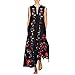 Produktbild Battnot Damen Kleider Elegant Grosse Grössen Vintage Lange Maxikleid Bohemien Schmetterling Druck Schwarz Party Freizeitkleid, Frauen Casual V-Ausschnitt Ärmelloses Locker Abendkleid Dress S-XXXXXL