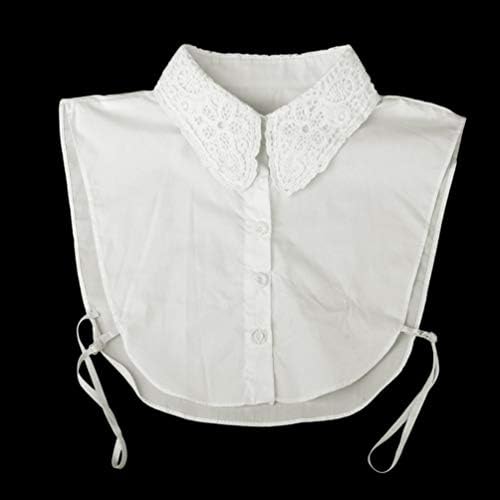 WINOMO Women's Floral Detachable Collar Half Shirt Blouse (White)