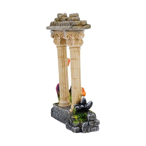 CLASSIC Ancient Roman Coral Column Aquarium Ornament - Fish Tank Decoration with Coral Detail - 115x58x175mm - Image 3