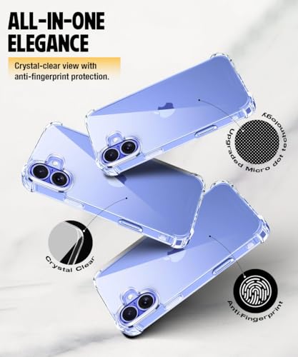 Image of WOW IMAGINE Clear Back Cover Case for iPhone 16 | Shockproof Soft TPU Case | Cushioned Edges for Ultimate Protection Back Cover Case - Transparent