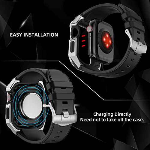 Boîtier Apple Watch 45mm et bracelet en acier agate