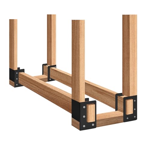 YVHFWOY Firewood Log Storage Rack Bracket 4 Pack Fireplace Wood Storage Holder Indoor Outdoor Adjustable Heavy Duty Powder Coated Steel Holder with Wood Screws