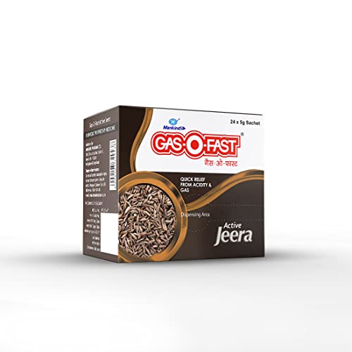 Mankind Gas-O-Fast For Relieving Acidity, Active Jeera- 5 g Sachet (Pack of 24)