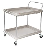 Metro Deep Ledge Series Polymer Utility Cart with 4 Swivel Casters, 2 Shelves, 400 lb. Total Capacity, 41