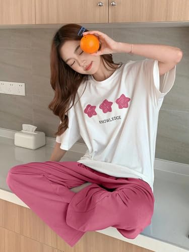 Image of Lymio Womens Korean Night Dress | Full Pyjama Set | Korean Nightsuit | Women Nightwear |Round Neck Full Sleeve Nightsuit | Loungewear | Everyday Nightdress (W-ND-6)