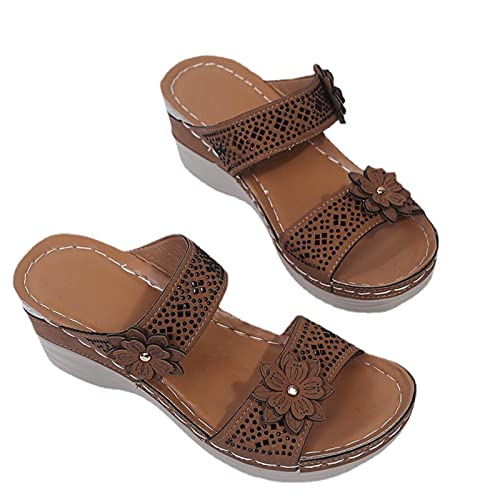 Sandals for Women Thick Bottom Fish Mouth Open Toe Buckle Back Strap Slippers Comfortable Solid Color Casual Pump Wide Feet2