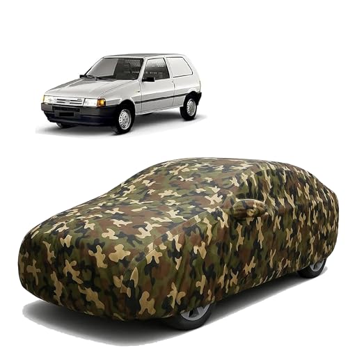 Image of Sulfar 100% Waterproof Car Body Cover Compatible with Mirror for Fiat Uno with Long Lasting Durable Material (Triple Stitched, Full Bottom Elastic, Camouflage Army)