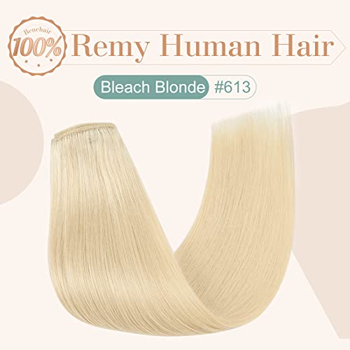 Image of Benehair 8pcs Clip in Hair Extensions Real Human Hair 10inch Remy Human Hair Extensions Straight Natural Hair Extensions Highlighted Bleach Blonde