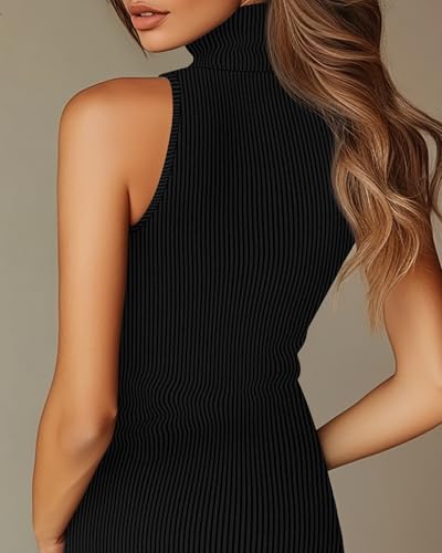 Ficerd 3 Pack Women's Sleeveless Mock Turtleneck Tank Tops Ribbed Knit Slim Fitted Stretchy Shirts Casual Layer Basic Tees4