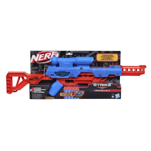 Image of Nerf Alpha Strike Mantis LR-1 Dart Blaster with Targeting Scope and 5 Official Nerf Elite Foam Darts - Easy Load Prime Fire | Ages 8+ | Birthday Gift for Kids (Pack of 2)