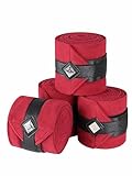 GemRebel 4/Pack Polo Wraps for Horses Soft Breathable Fleece Polo Bandages Horse Leg Wraps w/Bling for Stable Use, Training -Red L