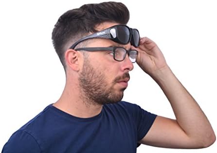 Rapid Eyewear Polarized OVER GLASSES SUNGLASSES that Fit Over Normal Prescription Spectacles for Men & Women. Ideal for Driving, Cycling & Fishing. Wrap Around Matt Black Frame. UV400