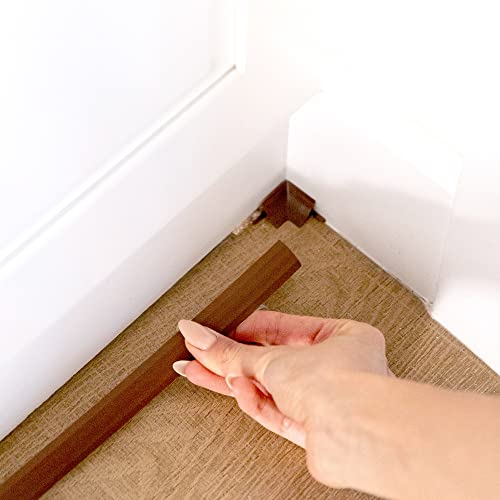 Image of InstaTrim Inside Corners - 10 Dark Brown 3 /4 inch Wide Caulk Strip Inside Corner Pieces - Trim for Inside Corners - Paintable | Ten paintable dark brown inside-corner caps finish internal joints on matching 3 /4 in InstaTrim flexible trim installations.