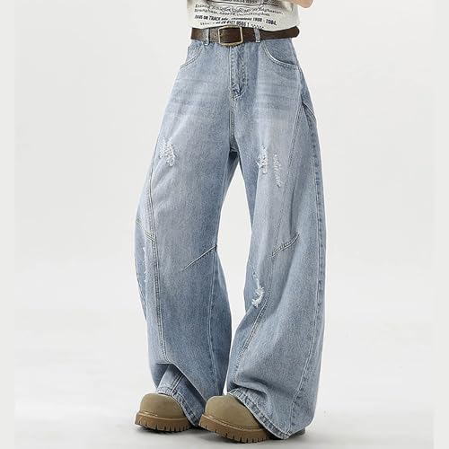 Pantalones vaqueros holgados Y2K unisex de pierna ancha y estilo hip hop para uso diario 7
