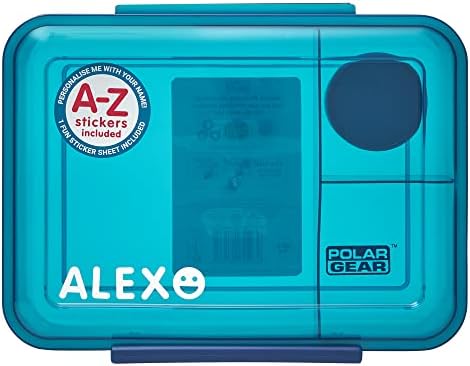 Polar Gear Alphabet Z Sticker 3 Compartment Lunch Box 1.1L  Official Merchandise Kids Reusable Polypropylene BPA Free  Personalise-Ideal for School Nursery Sports Picnic-Blue, 1.1 liters
