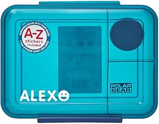 Polar Gear Alphabet Z Sticker 3 Compartment Lunch Box 1.1L  Official Merchandise Kids Reusable Polypropylene BPA Free  Personalise-Ideal for School Nursery Sports Picnic-Blue, 1.1 liters