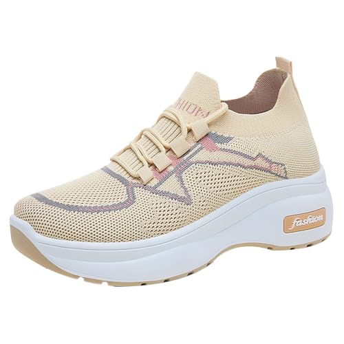 Zapatillas de malla transpirable para mujer con ajuste de cordones y punta redonda