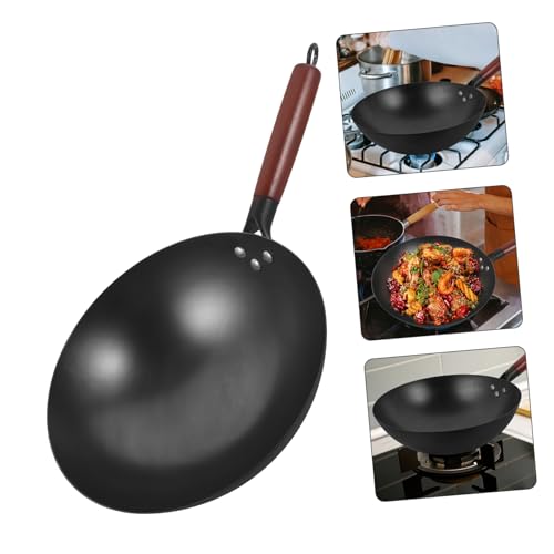 Wok chino antiadherente con mango de madera miniatura 7