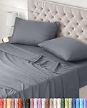 Utopia Bedding Bed Sheet Set Small Double, Grey, 4 Piece – Fitted Sheet, Flat Sheet with 2 Pillow Cases 50x75 – Wrinkle, Shrinkage & Fade Resistant – Oeko-Tex Certified, Polyester Microfiber Fabric