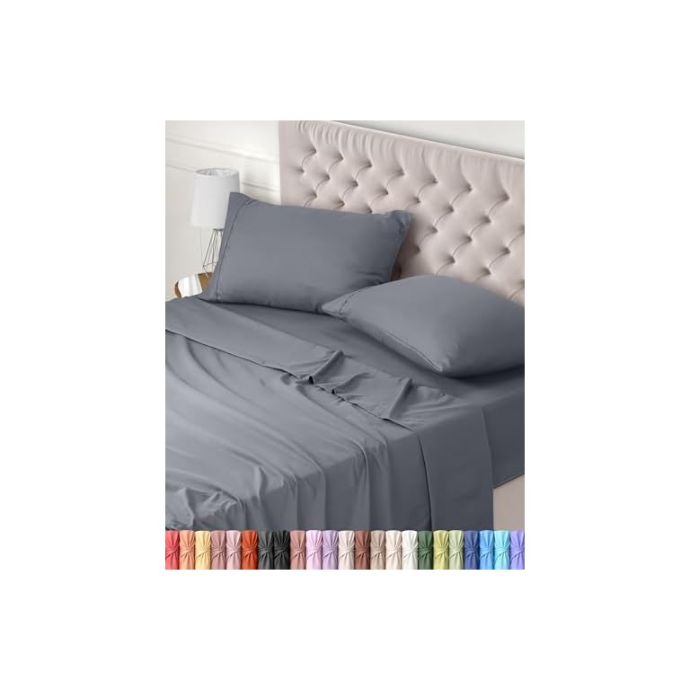 Utopia Bedding Set Lenzuola 4 Pezzi 180x200 Grigio