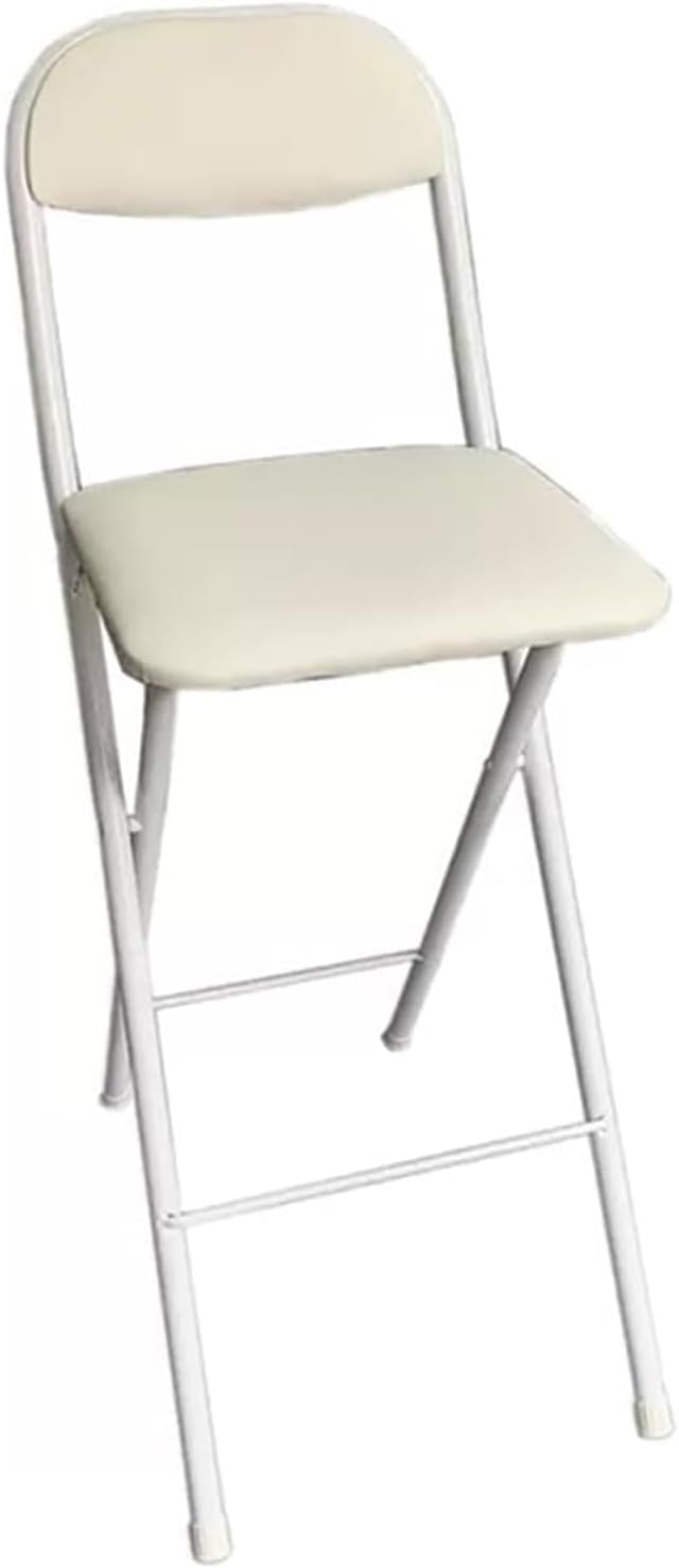Sgabello da bar pieghevole Sedia imbottita 70cm, 65cm Sgabello pieghevole da cucina, Sedia alta pieghevole con schienale e poggiapiedi per bedroom, ufficio, casa (Color : White, Size : 65 cm)